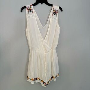 Embroidered Cottagecore Preppy Wedding Floral Romper Deep V Neck Women Medium